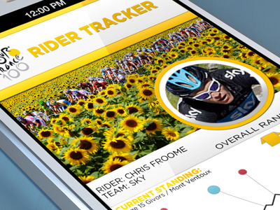 Tour de France Rider Tracker App Concept app clean cycling sports tour de france