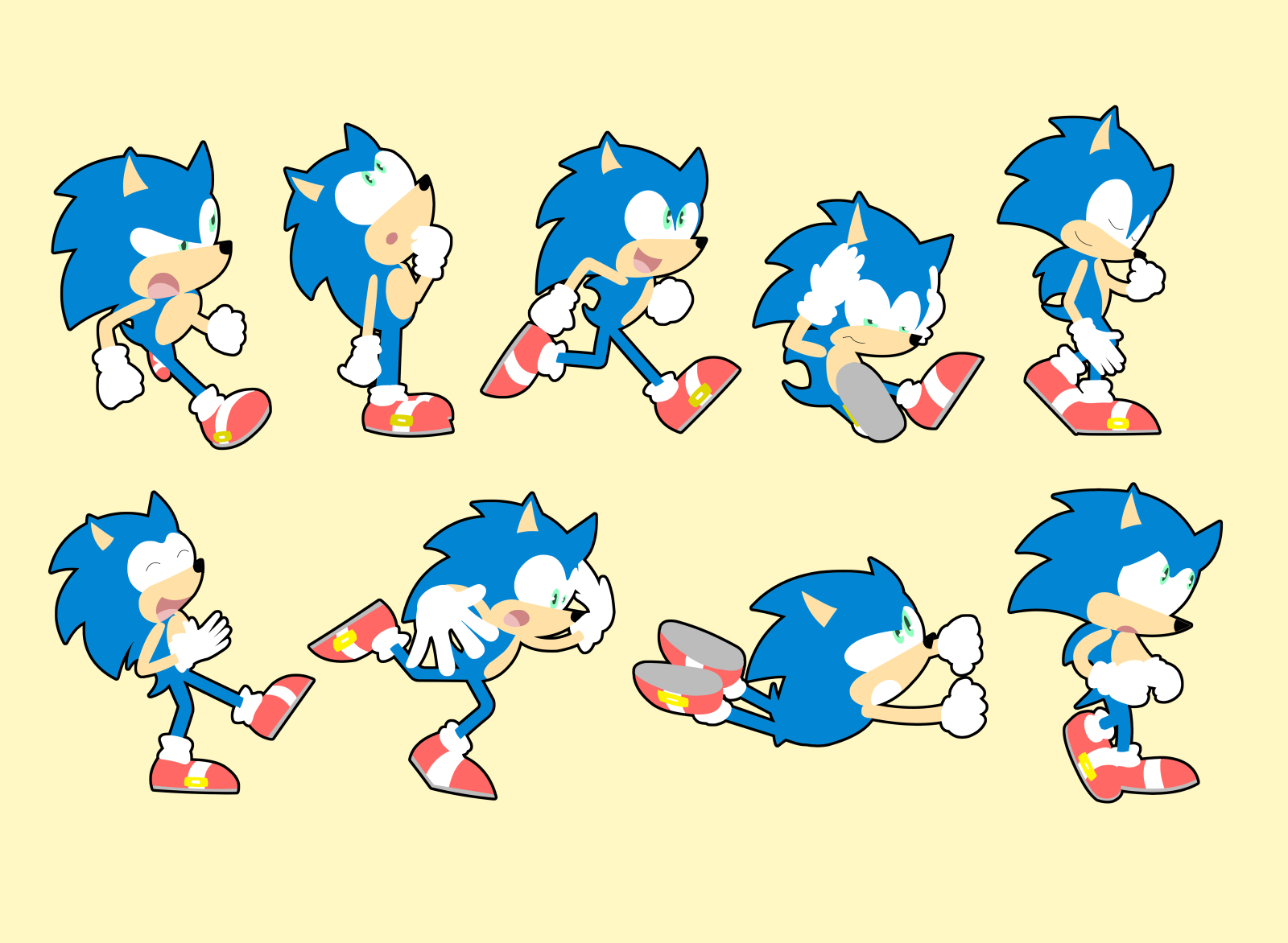 Sonic Character Pose Sheet by Jake Rankin on Dribbble