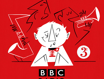 BBC RADIO 3 50s artwork bbc cartoon character coffee drawing editorial illustration illustration jazz johncoltrane poster radio radio3