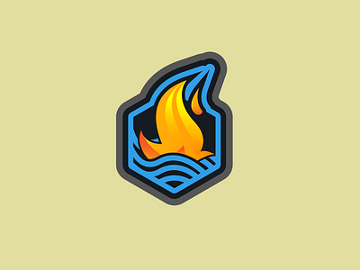 Fire on Water - Badge Design badge design badge logo design illustration logo logo design