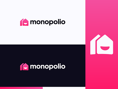 Monopolio - Logo Concept [99designs] branding clean design fun geometric home house letter m logo logo design marketing minimal modern playful real estate simple simple design smile