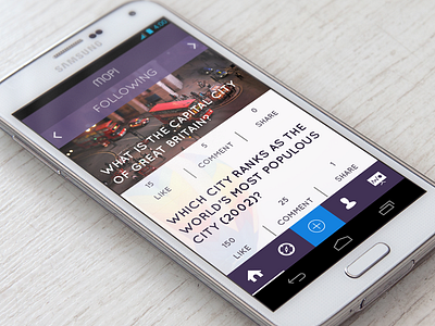 Mopi - Following Screen android feed feed view flat flat ui survey app ui ui design ux