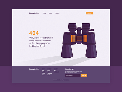 Daily UI #8: 404 Page 404 404 error 404 page binoculars daily ui dailyui desktop gold purple website