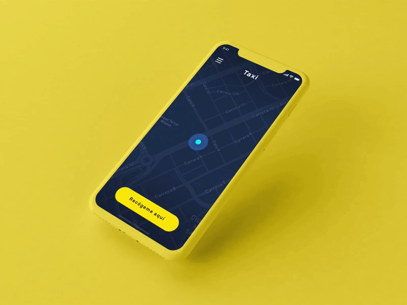 Daily UI #29: Map daily ui iphone x map origami taxi yellow