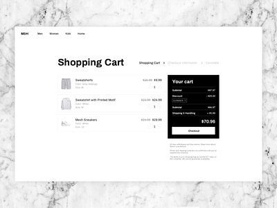 DailyUI #58: Shopping Cart cart checkout daily ui dailyui ecommerce shopping cart