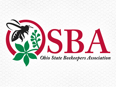 Ohio State Beekeepers Association bee buckeye green honeycomb illustration logo red