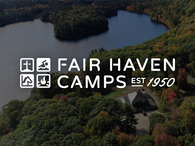 Fair Haven Camps Logo camp camping cross fire horse logo swimmer