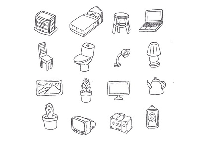 furniture Vector Icon Set design drawing furniture design icon icon design icon set illustration minimal vector