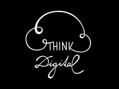 Logo Think digital 2013 brain brand digital font handwritten hipster logo logotype mark think
