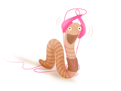 Character Happy worm character design digital illustration ukapupika vector worm