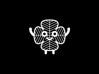 Four-leaf clover pictogram blackandwhite character clover four leaf icon logo mark monochrom outline pictogram