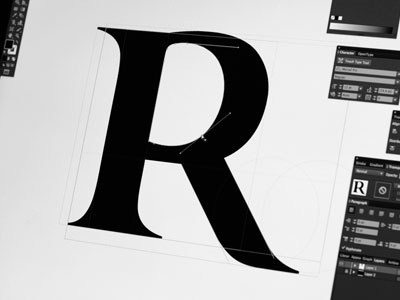 Typo R curve font letter litera r serif typo typography vector