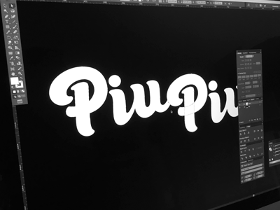 PiuPiu logotype curves handlettering inprogress letter logo logotype monochrome type vector