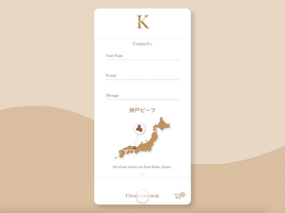 Daily UI 028 - Steakhouse Contact Us animation app beef branding clean contact form contact us dailyui dailyui 028 dailyuichallange food food app illustration japan mobile mobile ui restaurant steakhouse ui ux