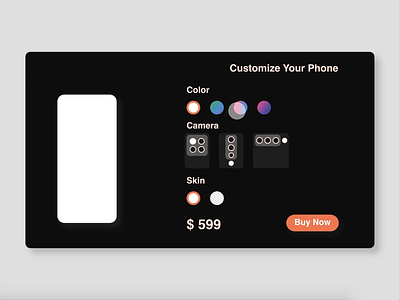 Daily UI 033 - Customize Product animation branding color customize customize product customized dailyui dailyui 033 dailyuichallange flat gradual change mobile mobile design phone pricing pricing page selling ui ux web