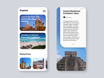 Daily UI 035 - Blog Post app blog blog design blog post dailyui dailyui 035 dailyuichallange explore mexico mobile mobile app photo photography post travel travel app traveling ui ux vector