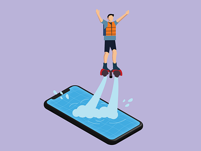 Flyboard Mobile Pool adobe illustrator design flat fly flyboard flying illustration jetpack mobile phone pool pool party procreate summer summertime swimmingpool vector water watercolor watersports