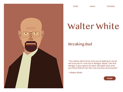 Walter White 2d 2d art branding breakingbad character design flat heisenberg illustration illustrator minimal movie tv series tv show ui vector walterwhite web webdesign website