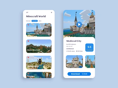 Daily UI 044 - Favorites app app design blue branding daily 100 challenge dailyui dailyui044 dailyuichallange design digitalart download favorite favorites flat list minecraft mobile product page ui ux