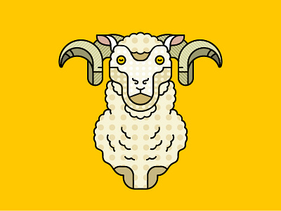 rampelstiltskin animal design dots gold horns illustration line ram sheep symmetry taxidermy yellow