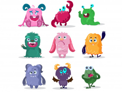 funny monsters cartoon characters design illustration ui ux