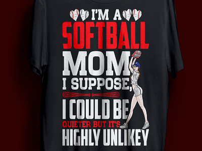 softball t-shirt design girl mom softball sports woman