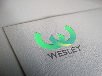 Wesley branding color company embossed gradient green logo