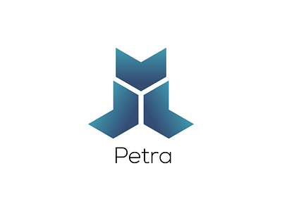 Petra blue branding company design gradient logo minimalist modern monogram petra
