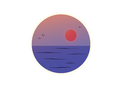 Sunset branding flat icon illustration logo
