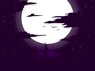 Courage! creative design design flat flat illustration flatdesign illustration moon night ninja vector