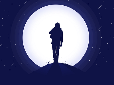 Wander creative design design flat flat design flat illustration flatdesign illustration moon night vector wander