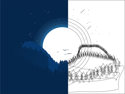 People don't care! creative design design flat flat design flat illustration flatdesign illustration moon mountain night outline process vector