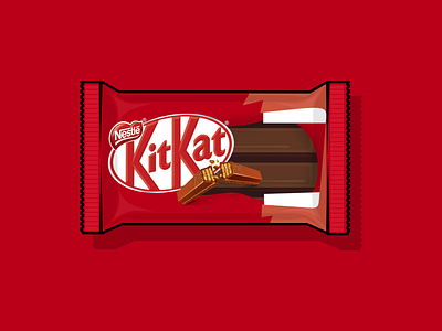 Kitkat - Wrapper Redesign creative design design flat flat design flat illustration flatdesign illustration kitkat red redesign vector weekly challenge weekly warm up wrapper