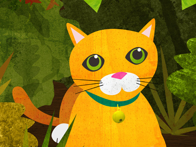 Lets Play - Cat In The Bushes animal cat children cute illustration kids texture wild