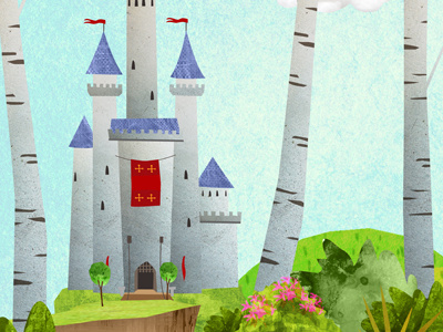 Lets Play - Outside Castle animal castle children cute illustration kids texture trees