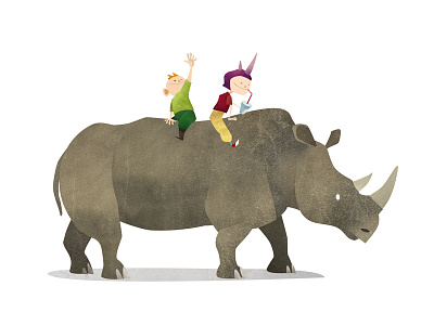Wild Adventure Rhino animals bird children illustration kids mark rhino rhinoceros texture wild