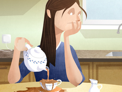 Absen-Tea absent editorial illustration kitchen tea texture woman