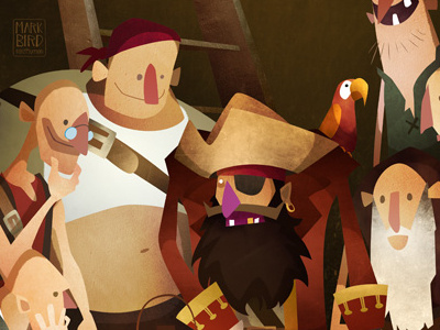Secret Treasure bird children illustration kids mark pirate ship storybook texture treasure