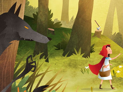 Red Riding Hood cap fairy forest grimm huntsman illustration red tales wolf