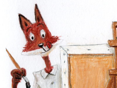 Foxpainter animal art coat colourpencil drawing fox man painting work