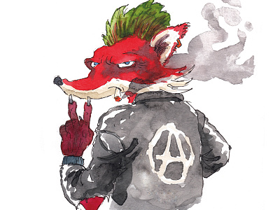 V & A animal drawing fox punk watercolor