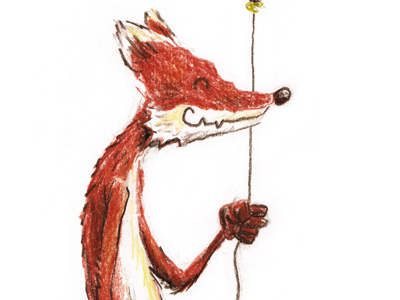 Ballon and fox animal balloon colourpencil fox fun illustration kids play