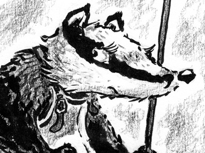Badger guard animal art print badger fantasy illustration ink pencil
