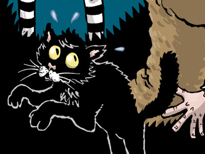 Scared kitty childrens book illustration magic