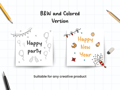 Handraw Party Doodle - Elements celebration colored creative design doodle elements free freebies graphic design handraw holiday icon illustration line line art pack party symbol