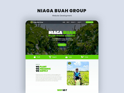 Niaga Buah - Web Development branding corporate design development elementor fruit graphic design illustration landingpage selling typography ui uiux ux website wordpress