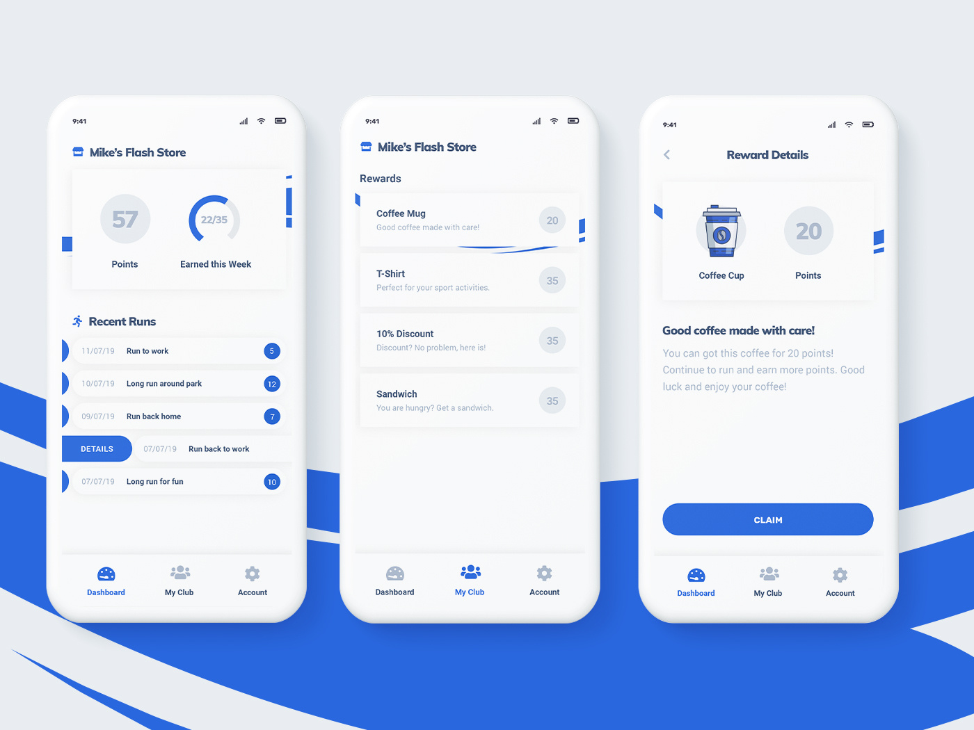 Mobile App Fitness Rewards App by alinjrs on Dribbble
