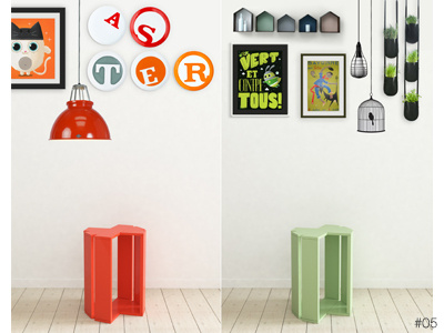 ASTER red / green / yellow / ... clean concept design green object red stool