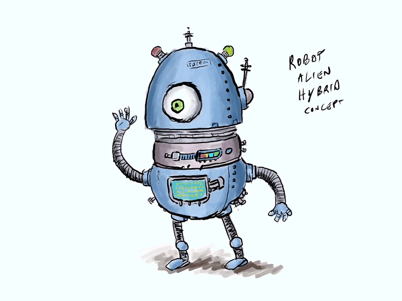 Robot Alien Hybrid - Concept Sketch ar illustration immersive kids book mr vr