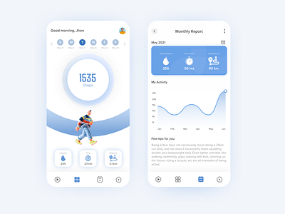 Step Counter App animation app design figma hello dribble illustration minimal minimalist ui uxui